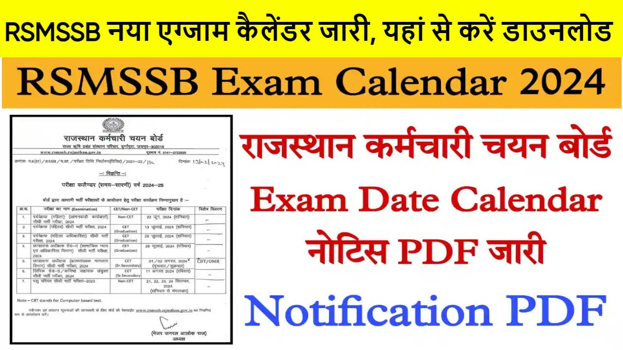 RSMSSB Exam Calendar 2024
